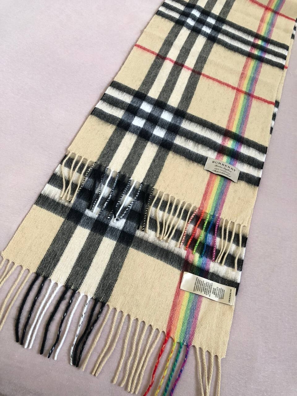 Stunning Burberry Beige Nova Check Scarf Long Winter Shawl Wrap
