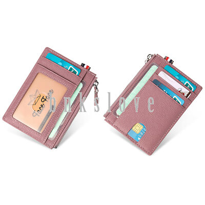 Womens Slim RFID Block Credit Card Holder Front Pocket Leather