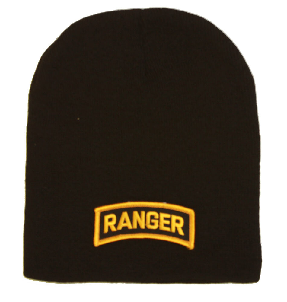 Law Enforcement Black Beanie Army Tab Ranger