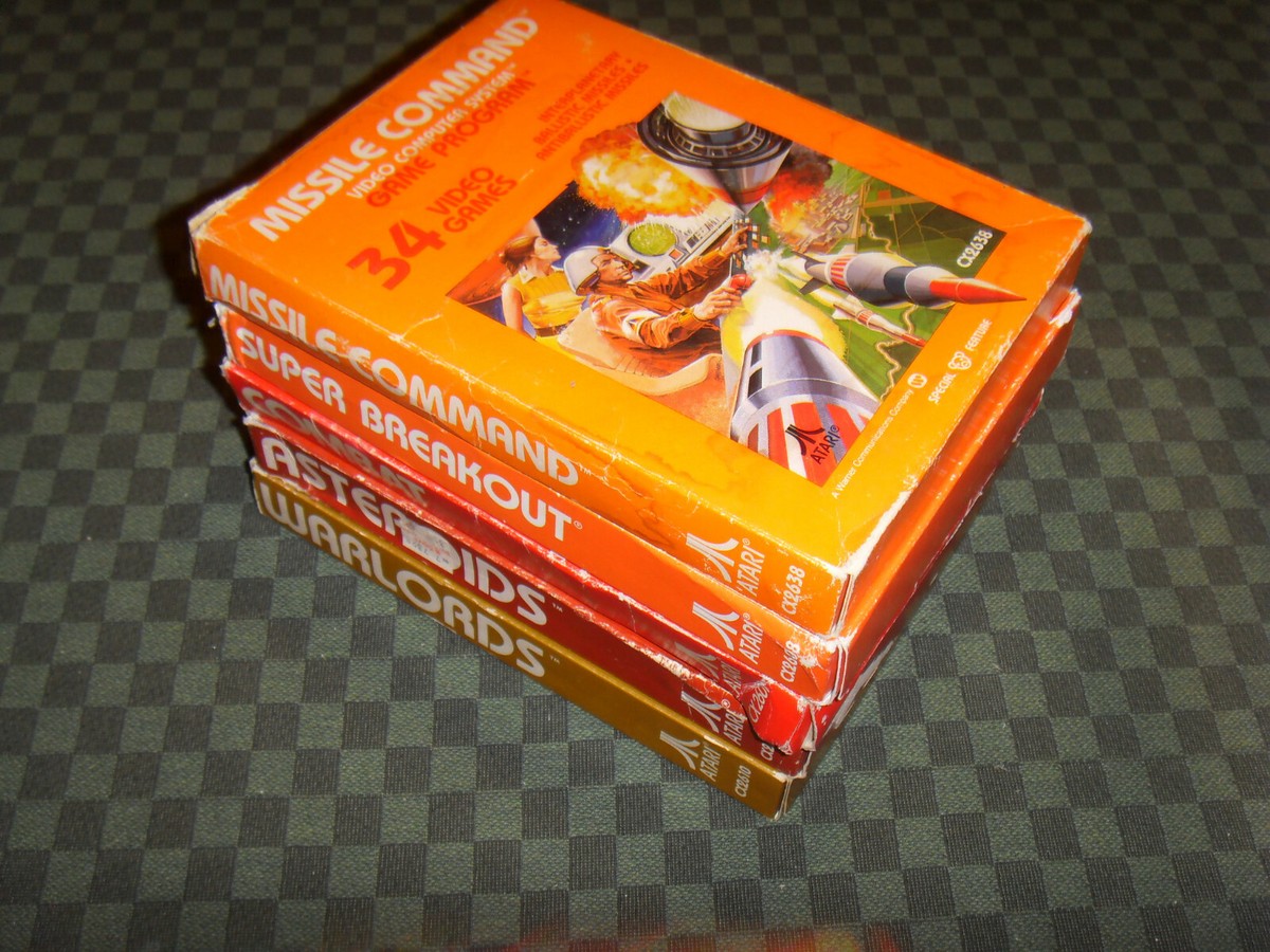 Lot De 5 Jeux Atari 2600 NTSC - Asteroids, Missile Command, Breakout, Etc. - Bon état