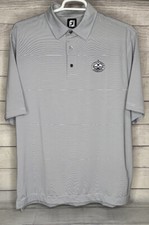 FJ FootJoy Men's Size XL Golf Polo Shirt Gray Striped Short Sleeve