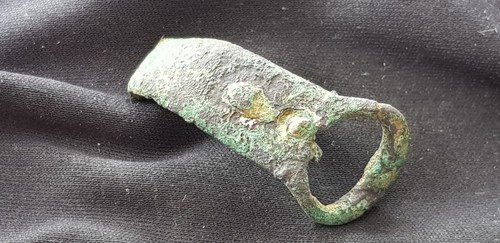 Very rare Roman copper alloy buckle once gilded, please read description. L106b