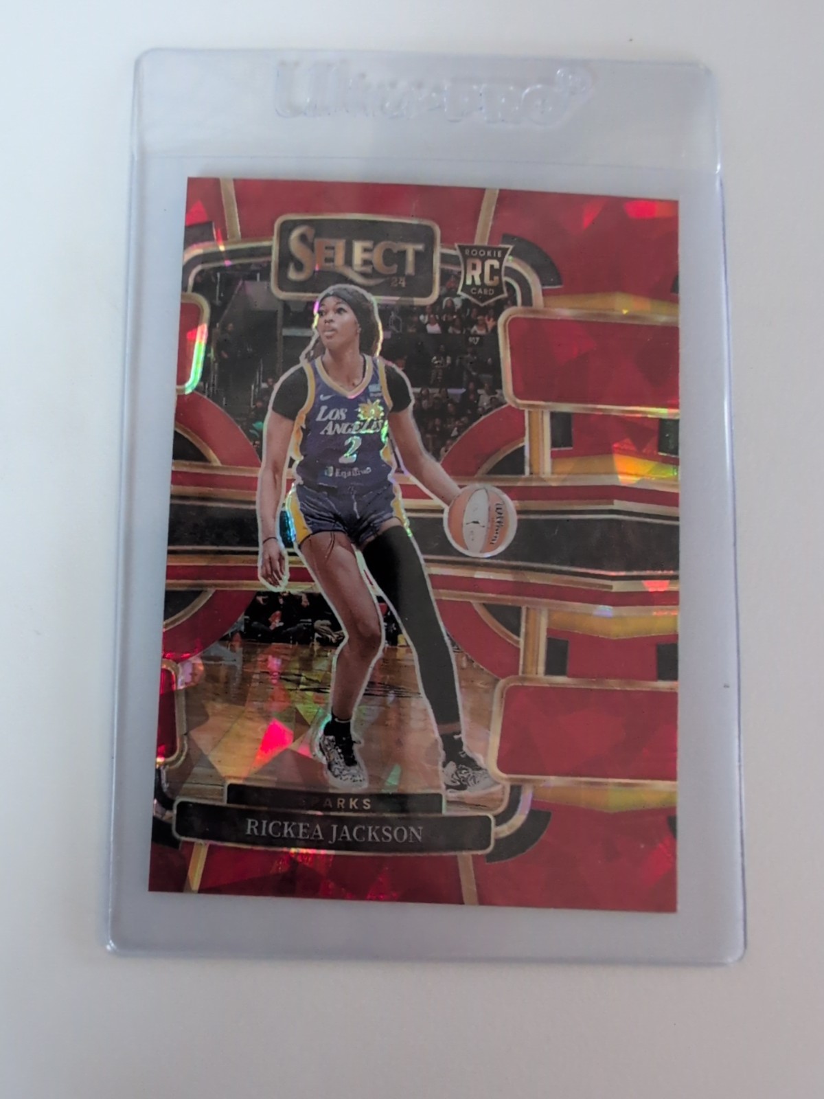 1/1 Miscut 2024 WNBA Concourse Select Red Cracked Ice Prizm #58 Rickea Jackson