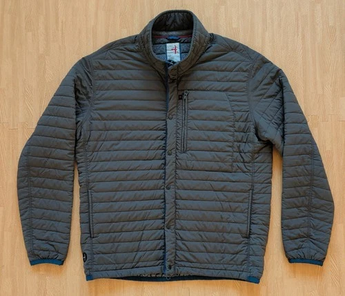 Relwen Windzip Jacket Charcoal Loden Huckberry Men's XL Softshell Quilted Coat - product listing photo