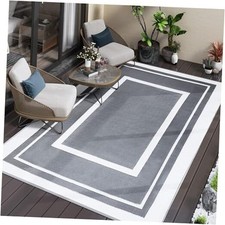Outdoor Rug 5x8 ft, Waterproof Outdoor Plastic Straw Rug, Reversible Portable
