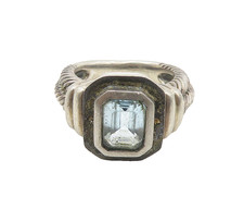 925 Sterling Silver Vintage Blue Topaz Twist Band Ring Sz 7 RG18410