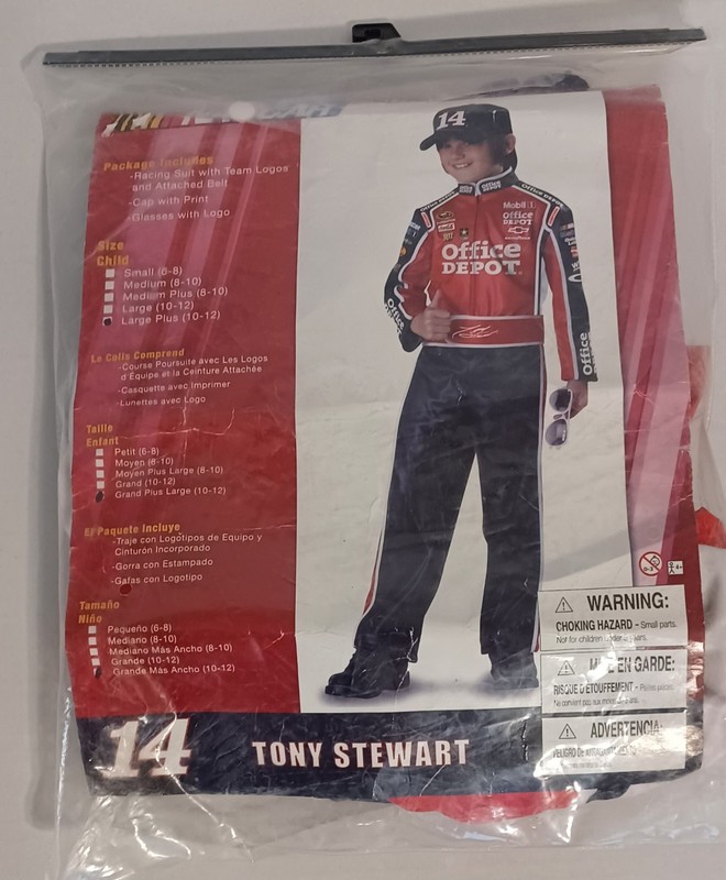 NASCAR Tony Stewart Car Racer Child Costume Size Large Plus (10-12)