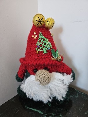 Hanmade gestrickter Weihnachtsgonk mit Glocken Höhe 11 Zoll