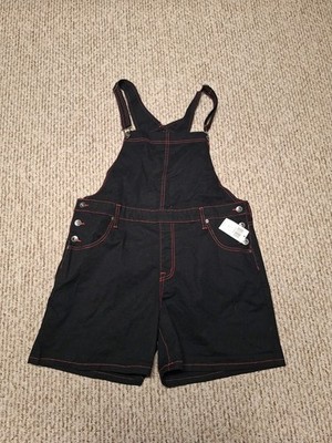 Skelanimals Black Pink Goth Cute Emo Retro Overall Shortalls XL NWT HOT TOPIC