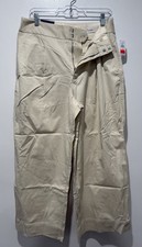 GAP High Rise Wide Leg Ankle Pants Khaki Light Beige Cream Women's Size 10 Basic