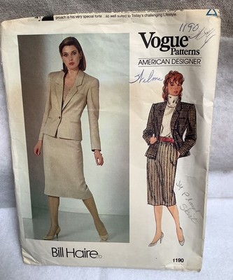 Vogue Sewing Pattern American Designer Bill Haire 1190 Skirt Sz 14 Partial Cut