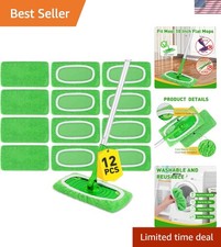 12-Pc Reusable Microfiber Mop Pads for All Floor Types - Eco-Friendly Cleaning