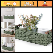 Round Wicker Storage Baskets with Handles - Decorative Organizing Bins for Home,