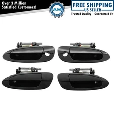 Door Handles Outside Smooth Black Front & Rear Kit Set of 4 for 02-06 Altima