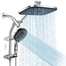 Walkinstin Rainfall Shower Head with Handheld Combo, 12" High Pressure Chrome