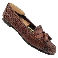 Vintage Cole Haan Womens 7.5AA Woven Leather Dress Shoes Flats Italy Loafers