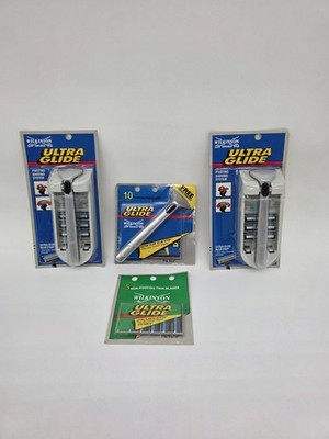 Vintage Wilkinson Sword Razor Pivoting Ultra Glide Silver NEW! X3 + Extra Blades