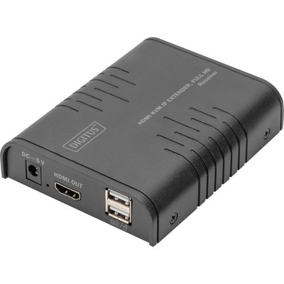 Digitus HDMI KVM IP Extender Receiver, KVM-Switch, schwarz