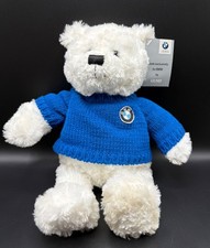 BMW White Teddy Bear Plush Stuffy by Gund Blue Knit Logo Sweater NWT 14"