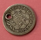 1847 US Seated Liberty Dime 90% Silver VG Condition Variety 2 Stars on Obverse — photo 3