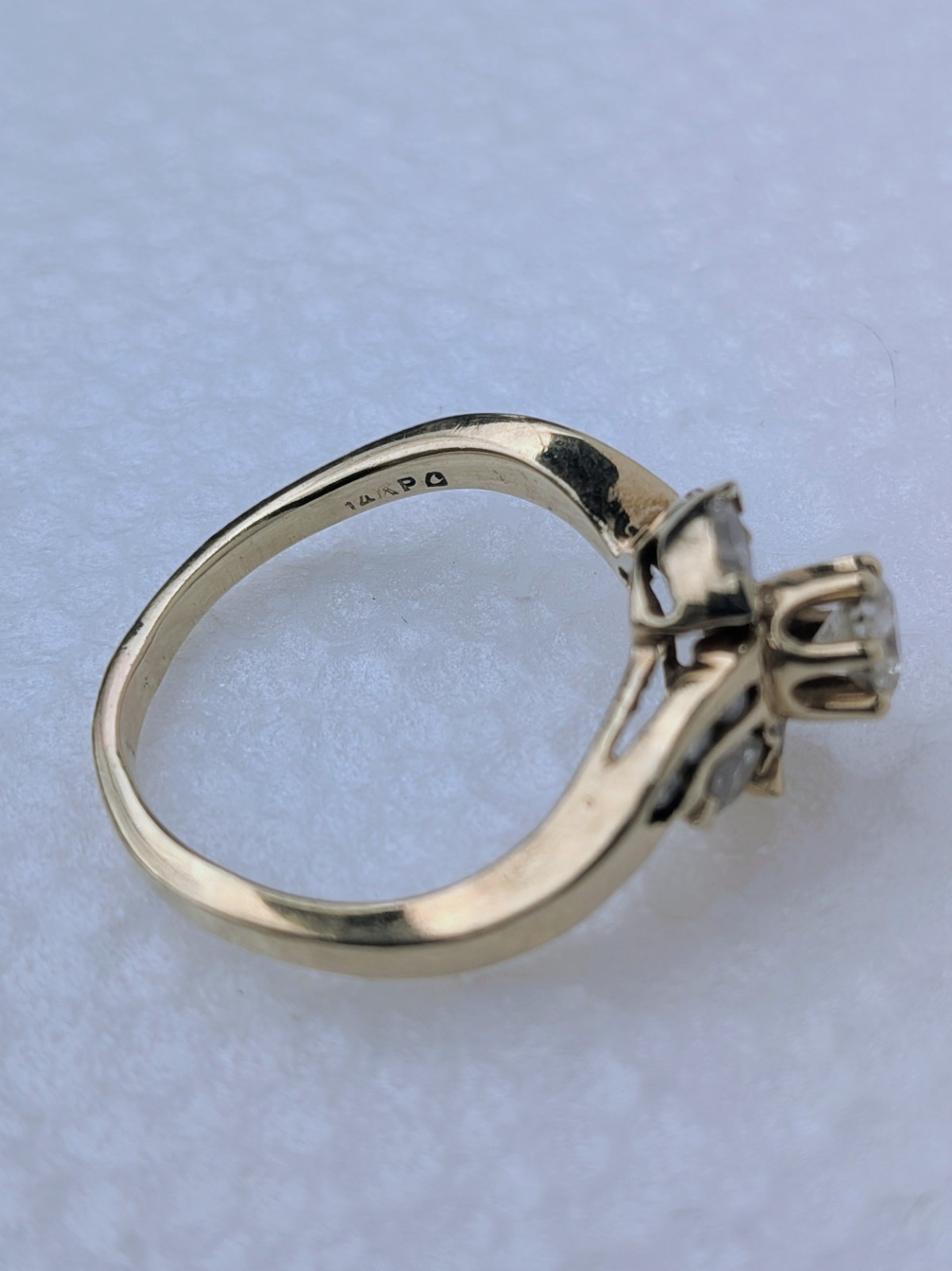 Diamond Cluster Statement Ring Yellow Gold Weddin… - image 7