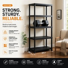 Plastic Storage Shelving Rack 3 4 5 Tier Heavy Duty Garage Shed Shelves