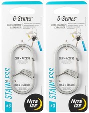 Nite Ize G-Series Dual Chamber Stainless Steel Carabiner 3 - Stainless 2-Pack 