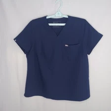 FIGS Women’s One -pocket Medical Scrub Top Navy Blue Size 3XL Pits 23" side slit