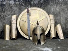 Medieval Halloween 300 Spartan Warrior Costume Helmet,Shield,Arm Bracers,Leg