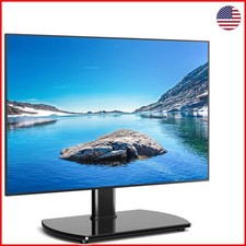 Black TV Stand with Tempered Glass Base, Fits 27-60 Inch Televisions