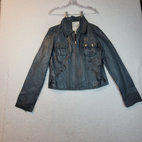 BB Dakota Nappa Pig Leather Full Zip Up Biker Jacket - Size Large