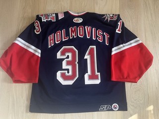2001 2002 Hartford Wolfpack Johan Holmqvist Game Worn/Used Goalie Jersey 9/11
