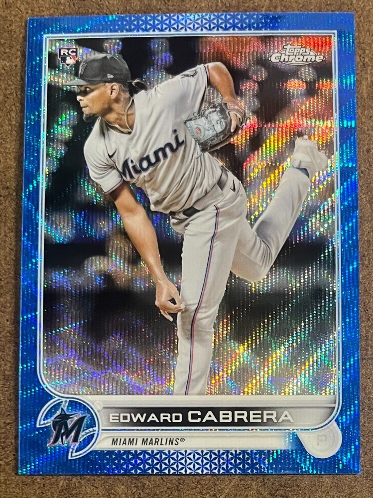 2022 Topps Chrome Blue Wave Refractor #64 EDWARD CABRERA RC /75 - Marlins