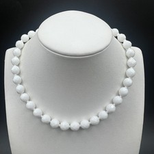 Vintage White Faceted Glass Choker Necklace Seed Bead Spacers 16