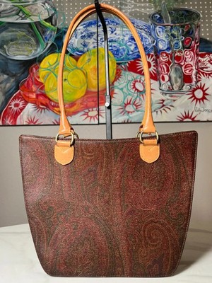 ETRO Milano Arnica Paisley Shoulder Leather Lined 1997 Collector