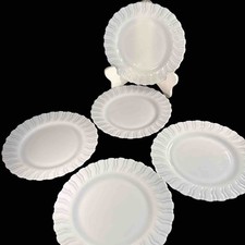 Vintage Corning Crown Dishes Plates Toughened White Glass 9" Set Of 5