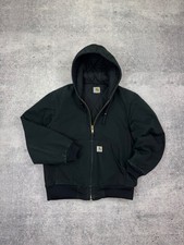 Carhartt Active Jacket Black Denim Bomber Workwear Jacket Men Size M-L Vintage