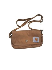 Carhartt Women's Essentials Pouch Brown Crossbody Bag Canvas Snap Zip Closure