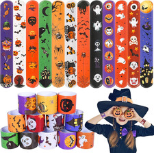 48Pcs Halloween Slap Bracelets Party Favors Toys for Kids Party Favor Treat Bags