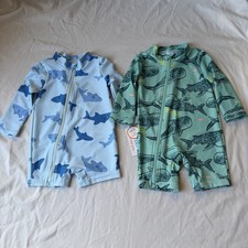 Carter's Baby Rash Guard Swimsuit 6M Shark UPF 50 One Piece Lot 2 New
