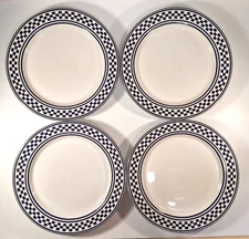 International Tableworks Classic Checks Blue 10 7/8" Stoneware Plate208 Set of 4