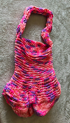 Handgestrickte Damen Schultertasche/Wolle/Mehrfarbig/Bunt/Rund/leicht,faltbar