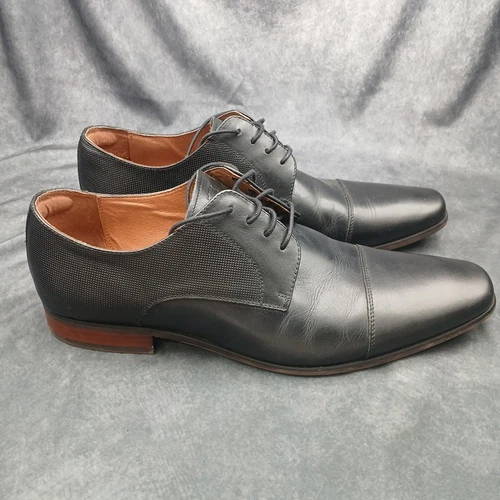Florsheim Mens Shoes Black Calipa Dress Cap Toe Oxford Leather Lace Up