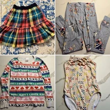 Hanna Andersson Lot Of 4 Pcs Girls Sz 6-7 Swim Tees Skirt Pajama Tops Bottoms