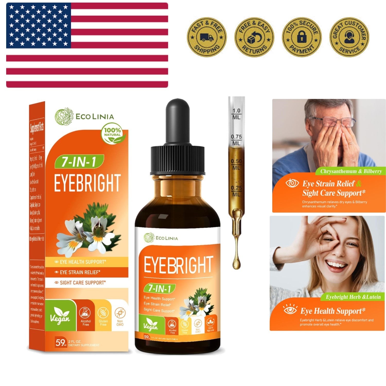 Eye Health Drop w/Eyebright Herb Euphrasia Officinalis, Vision & Eye Support ...