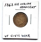 1863 U.S. Indian Head Cent, Civil War, VF