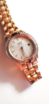 Citizen Women E011-S095913 Eco-Drive Gold Tone Band MOP Dial Rhinestones Date