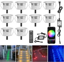 10Pack φ31mm LED Recessed RGBW Deck Light Low Voltage Outdoor Step Floor Yard US