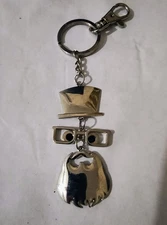 SILVER BEARDED TOP HAT &GLASSES KEYCHAIN (T)