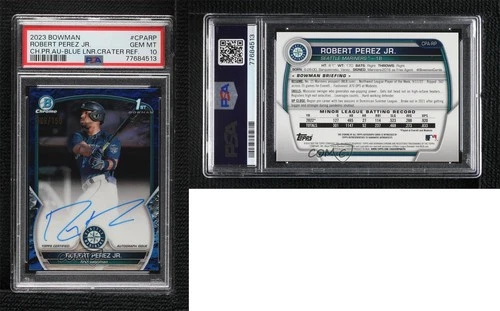 2023 Bowman Blue Lunar Crater Refractor /150 Robert Perez Jr PSA 10 GEM MT Auto
